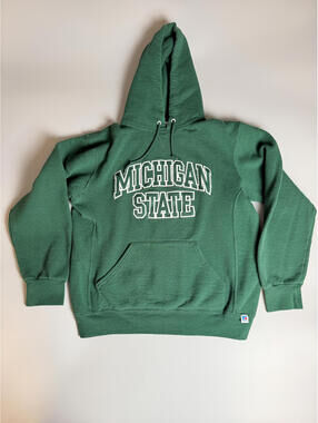 Vintage Russell Athletic Michigan State Hoodie, Green College Sweatshirt Medium
